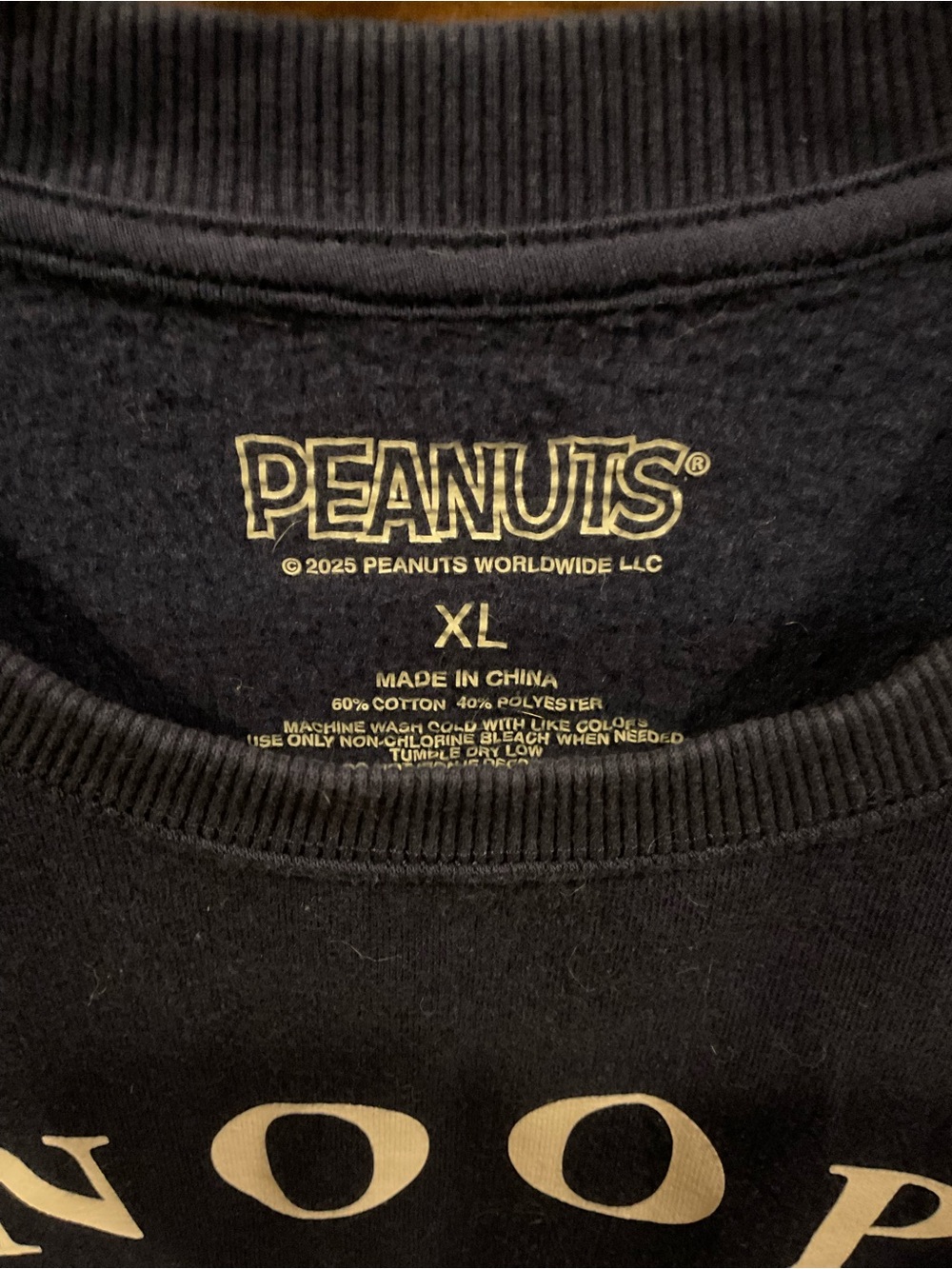 Peanuts Navy Snoopy Baseball Club Crewneck Sweatshirt Women’s XLarge Embroidered - Picture 2 of 6
